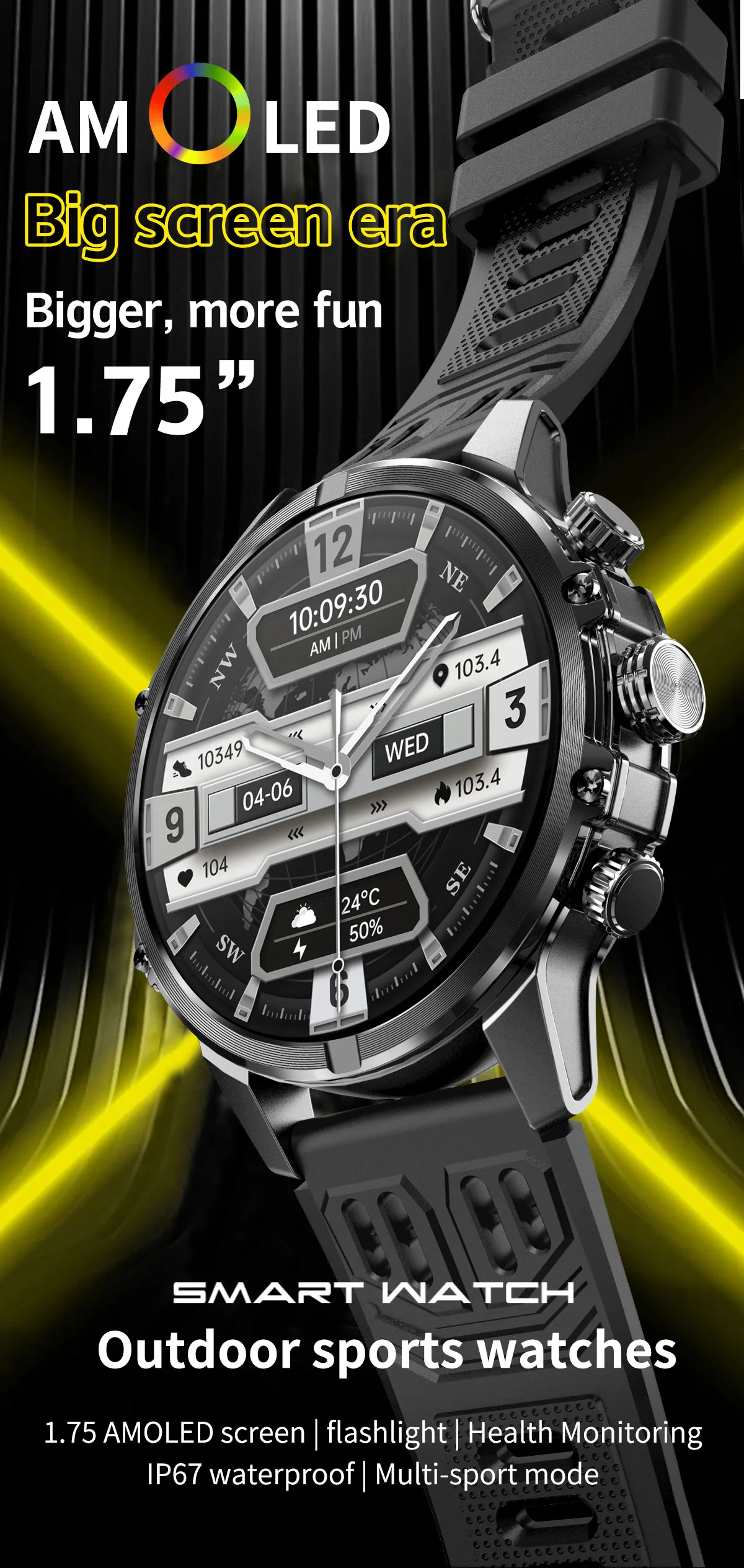 Vositone VO543 smartwatch - Vibrant AMOLED display with 24/7 professional metrics