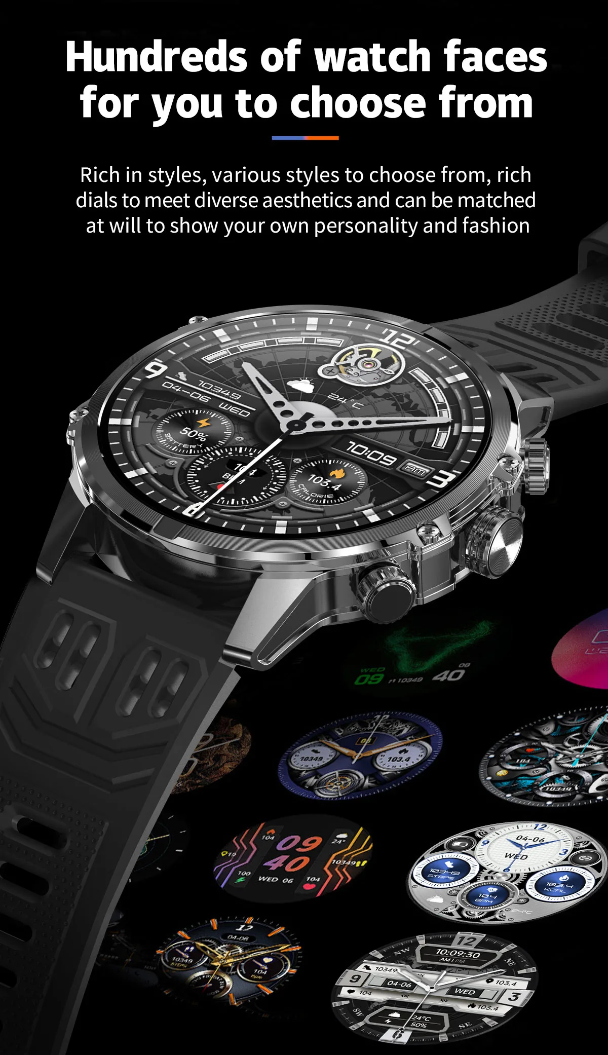 Vositone VO543 smartwatch - High-quality AMOLED screen with flight mode switching