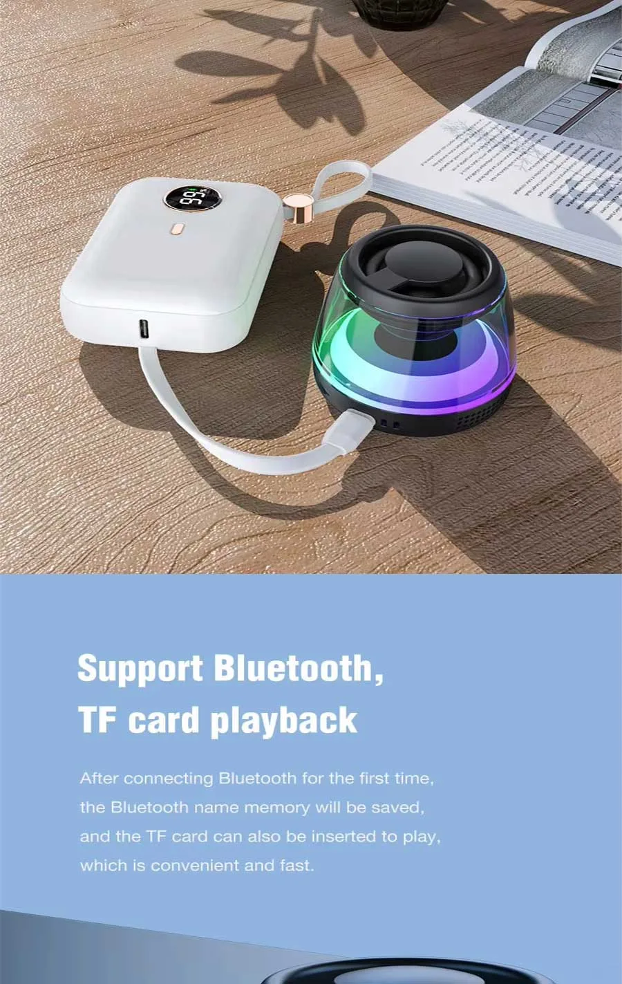 Vositone M2 Mini Speaker with magnetic phone mount & pulsating LED ring