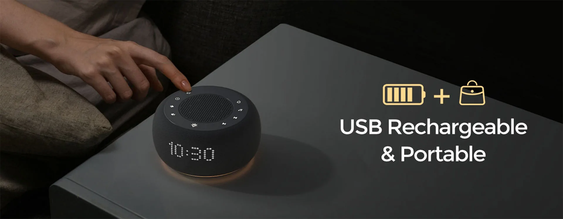 Vositone SM2501 Rechargeable 3-in-1 Sleep System: Bluetooth Speaker, 30 Soothing Sounds & Sunrise Alarm for Adults