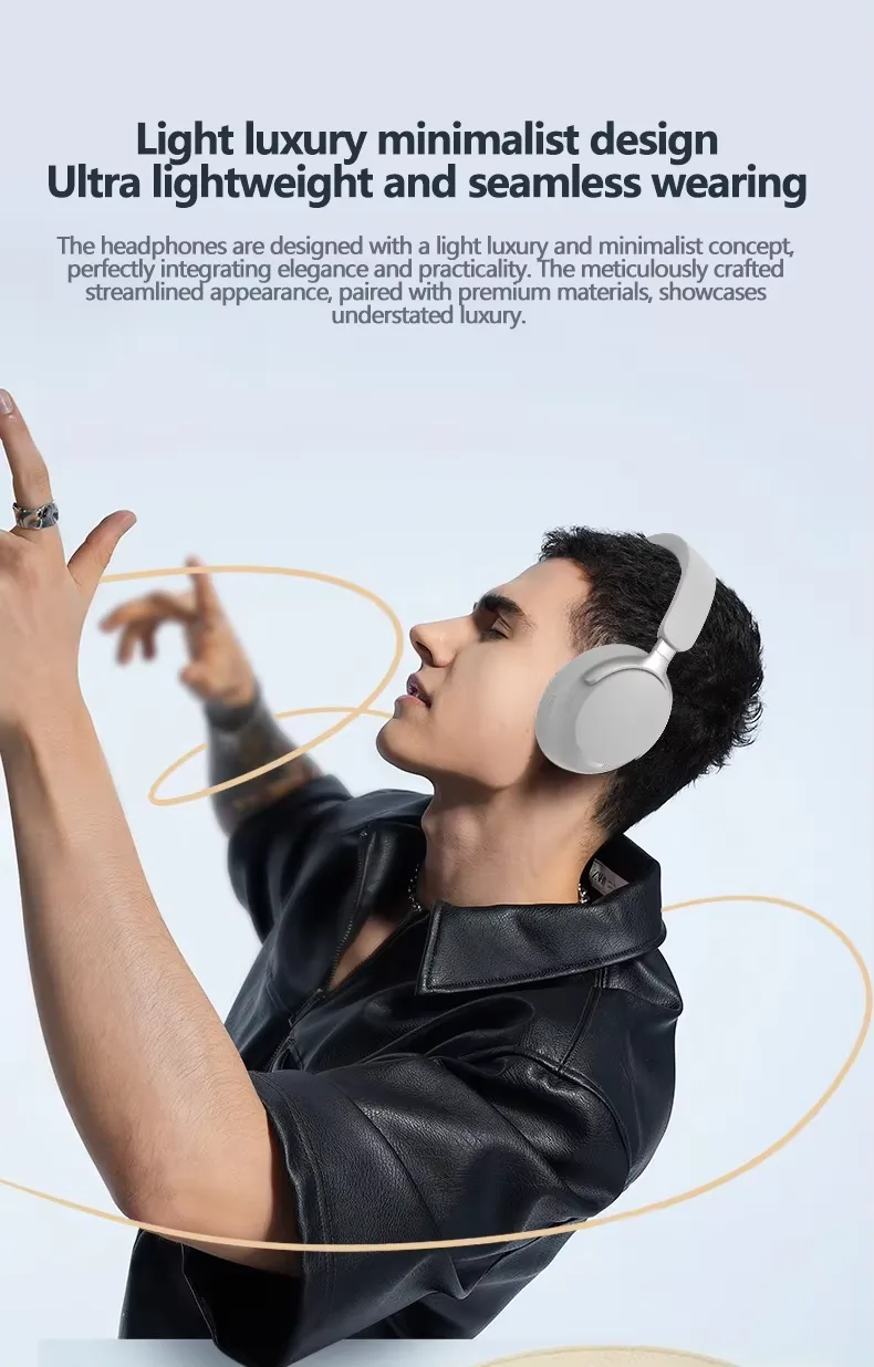 Person wearing Vositone ANC2506 headphones comfortably during commute