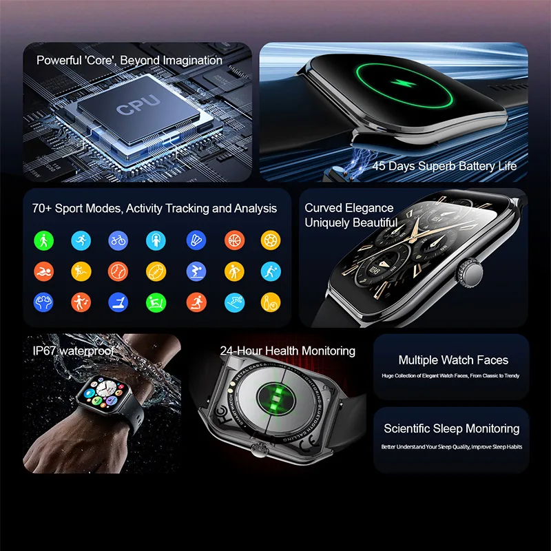 VO547 Ultra-Thin Waterproof Smartwatch, AMOLED Display, Health Monitoring