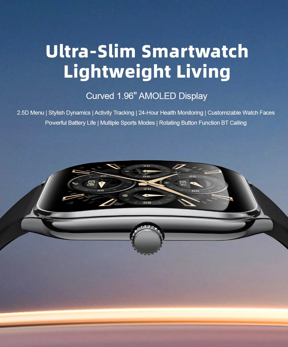 Modern Vositone VO547 smartwatch - 1.96" AMOLED touchscreen with ECG monitoring