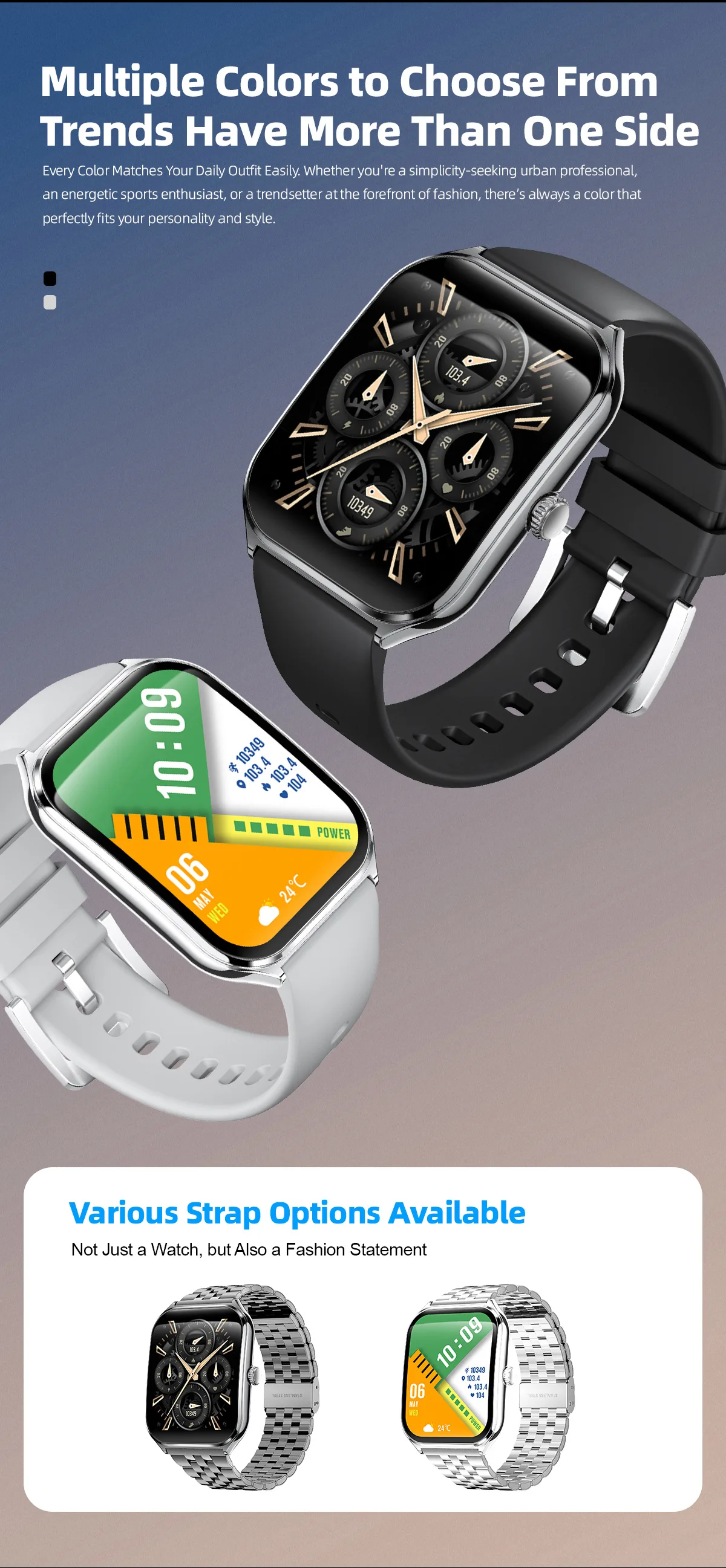 Contemporary Vositone VO547 - 1.96" AMOLED smartwatch with fitness tracking