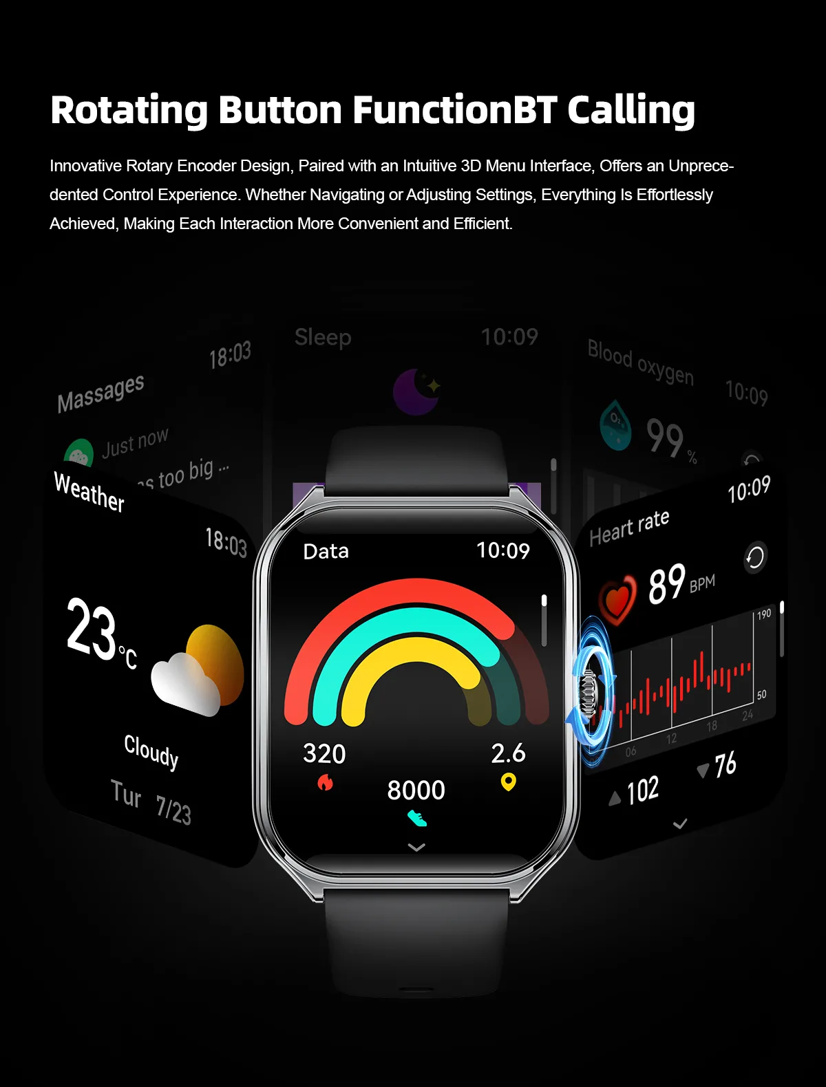 Vositone VO547 - Ultra-thin 1.96" AMOLED smartwatch with custom widgets