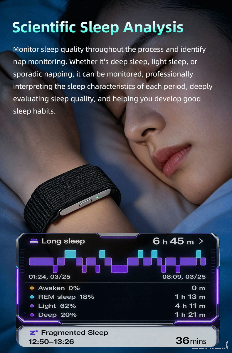 Vositone VN107ECG screenless sleep tracking band worn at night